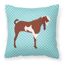 Load image into Gallery viewer, Jamnapari Goat Blue Check Fabric Decorative Pillow BB8064PW1818