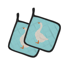 Load image into Gallery viewer, Embden Goose Blue Check Pot Holders - Set of 2 - Heat-Resistant Kitchen Essentials BB8066PTHD