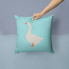 Load image into Gallery viewer, Embden Goose Blue Check Throw Pillow - 14x14 Decorative Pillow – Art for Your Home &amp; Patio BB8066PW1414