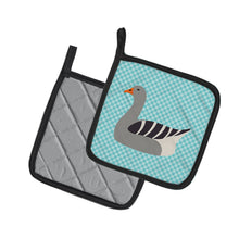 Load image into Gallery viewer, Pilgrim Goose Blue Check Pot Holders - Set of 2 - Heat-Resistant Kitchen Essentials BB8067PTHD