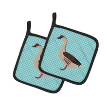 Load image into Gallery viewer, Chinese Goose Blue Check Pot Holders - Set of 2 - Heat-Resistant Kitchen Essentials BB8070PTHD
