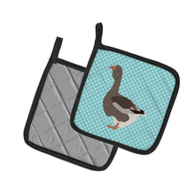 Load image into Gallery viewer, Toulouse Goose Blue Check Pot Holders - Set of 2 - Heat-Resistant Kitchen Essentials BB8071PTHD