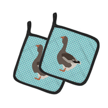 Load image into Gallery viewer, Toulouse Goose Blue Check Pot Holders - Set of 2 - Heat-Resistant Kitchen Essentials BB8071PTHD