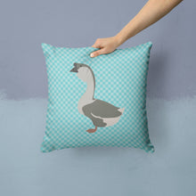 Load image into Gallery viewer, African Goose Blue Check Throw Pillow - 14x14 Decorative Pillow – Art for Your Home &amp; Patio BB8073PW1414