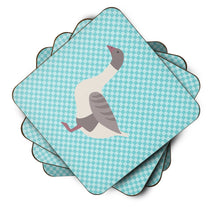 Load image into Gallery viewer, Buff Grey Back Goose Blue Check Foam Coaster  BB8075FC