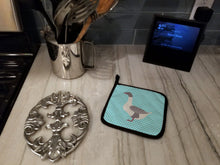 Load image into Gallery viewer, Buff Grey Back Goose Blue Check Pot Holders - Set of 2 - Heat-Resistant Kitchen Essentials BB8075PTHD