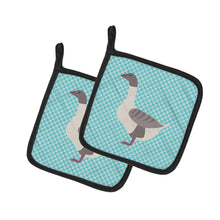 Load image into Gallery viewer, Buff Grey Back Goose Blue Check Pot Holders - Set of 2 - Heat-Resistant Kitchen Essentials BB8075PTHD