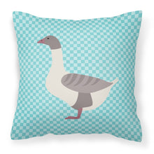 Load image into Gallery viewer, Buff Grey Back Goose Blue Check Fabric Decorative Pillow BB8075PW1818