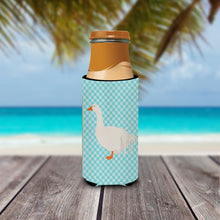 Load image into Gallery viewer, Sebastopol Goose Blue Check   Hugger for slim cans