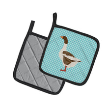 Load image into Gallery viewer, Pomeranian Rogener Goose Blue Check Pot Holders - Set of 2 - Heat-Resistant Kitchen Essentials BB8077PTHD