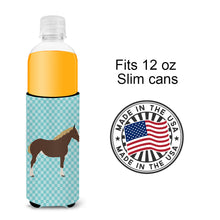 Load image into Gallery viewer, Percheron Horse Blue Check   Hugger for slim cans