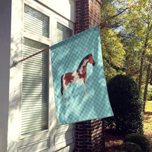 Load image into Gallery viewer, Pinto Horse Blue Check Flag Canvas House Size BB8081CHF