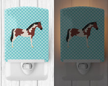 Load image into Gallery viewer, Pinto Horse Blue Check Ceramic Night Light BB8081CNL