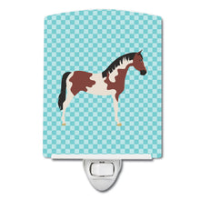 Load image into Gallery viewer, Pinto Horse Blue Check Ceramic Night Light BB8081CNL