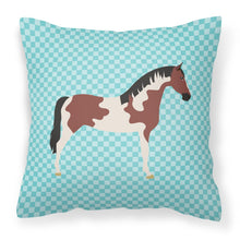 Load image into Gallery viewer, Pinto Horse Blue Check Fabric Decorative Pillow BB8081PW1818