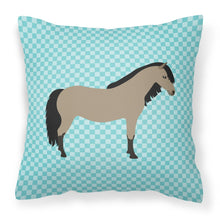 Load image into Gallery viewer, Welsh Pony Horse Blue Check Fabric Decorative Pillow BB8084PW1818