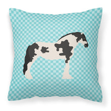 Load image into Gallery viewer, Cyldesdale Horse Blue Check Fabric Decorative Pillow BB8086PW1818