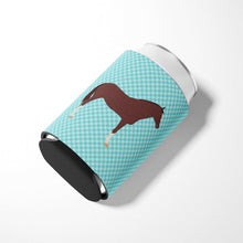 Load image into Gallery viewer, English Thoroughbred Horse Blue Check Can or Bottle Hugger BB8087CC