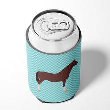 Load image into Gallery viewer, English Thoroughbred Horse Blue Check Can or Bottle Hugger BB8087CC