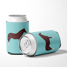 Load image into Gallery viewer, English Thoroughbred Horse Blue Check Can or Bottle Hugger BB8087CC
