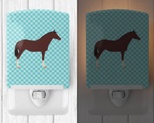 Load image into Gallery viewer, English Thoroughbred Horse Blue Check Ceramic Night Light BB8087CNL