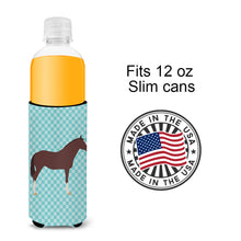 Load image into Gallery viewer, English Thoroughbred Horse Blue Check   Hugger for slim cans
