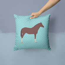Load image into Gallery viewer, English Thoroughbred Horse Blue Check Throw Pillow - 14x14 Decorative Pillow – Art for Your Home &amp; Patio BB8087PW1414