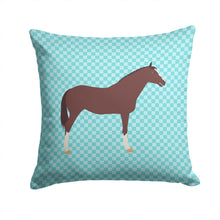 Load image into Gallery viewer, English Thoroughbred Horse Blue Check Throw Pillow - 14x14 Decorative Pillow – Art for Your Home &amp; Patio BB8087PW1414