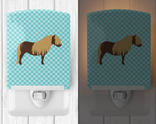 Load image into Gallery viewer, Shetland Pony Horse Blue Check Ceramic Night Light BB8088CNL