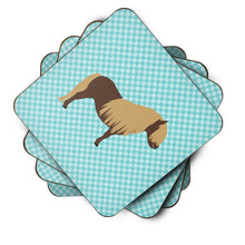 Load image into Gallery viewer, Shetland Pony Horse Blue Check Foam Coaster  BB8088FC