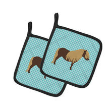 Load image into Gallery viewer, Shetland Pony Horse Blue Check Pot Holders - Set of 2 - Heat-Resistant Kitchen Essentials BB8088PTHD