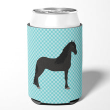 Load image into Gallery viewer, Friesian Horse Blue Check Can or Bottle Hugger BB8089CC