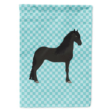 Load image into Gallery viewer, Friesian Horse Blue Check Flag Canvas House Size BB8089CHF
