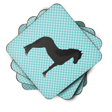 Load image into Gallery viewer, Friesian Horse Blue Check Foam Coaster  BB8089FC