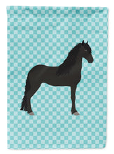 Load image into Gallery viewer, Friesian Horse Blue Check Garden Flag - Outdoor Decorative Yard Flag