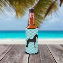 Load image into Gallery viewer, Friesian Horse Blue Check   Hugger for slim cans