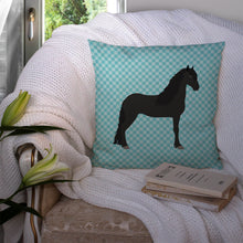 Load image into Gallery viewer, Friesian Horse Blue Check Throw Pillow - 14x14 Decorative Pillow – Art for Your Home &amp; Patio BB8089PW1414