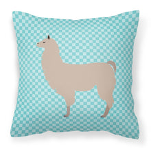 Load image into Gallery viewer, Llama Blue Check Fabric Decorative Pillow BB8090PW1818