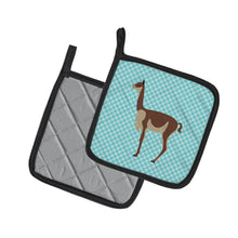 Load image into Gallery viewer, Vicugna or Vicuna Blue Check Pot Holders - Set of 2 - Heat-Resistant Kitchen Essentials BB8091PTHD