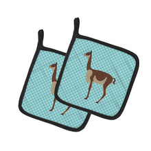 Load image into Gallery viewer, Vicugna or Vicuna Blue Check Pot Holders - Set of 2 - Heat-Resistant Kitchen Essentials BB8091PTHD