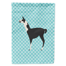Load image into Gallery viewer, Llama Q' Ara Blue Check Flag Canvas House Size BB8092CHF