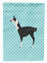 Load image into Gallery viewer, Llama Q' Ara Blue Check Garden Flag - Outdoor Decorative Yard Flag