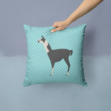 Load image into Gallery viewer, Llama Q' Ara Blue Check Throw Pillow - 14x14 Decorative Pillow – Art for Your Home &amp; Patio BB8092PW1414