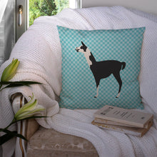 Load image into Gallery viewer, Llama Q' Ara Blue Check Throw Pillow - 14x14 Decorative Pillow – Art for Your Home &amp; Patio BB8092PW1414