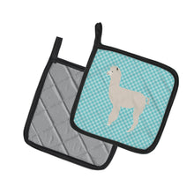 Load image into Gallery viewer, Alpaca Blue Check Pot Holders - Set of 2 - Heat-Resistant Kitchen Essentials BB8093PTHD