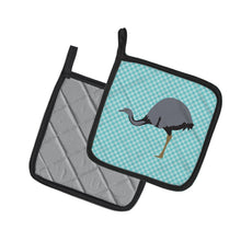 Load image into Gallery viewer, Rhea Blue Check Pot Holders - Set of 2 - Heat-Resistant Kitchen Essentials BB8097PTHD