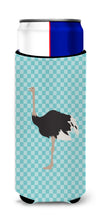 Load image into Gallery viewer, Common Ostrich Blue Check   Hugger for slim cans