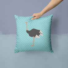 Load image into Gallery viewer, Common Ostrich Blue Check Throw Pillow - 14x14 Decorative Pillow – Art for Your Home &amp; Patio BB8098PW1414