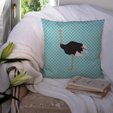 Load image into Gallery viewer, Common Ostrich Blue Check Throw Pillow - 14x14 Decorative Pillow – Art for Your Home &amp; Patio BB8098PW1414
