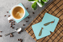 Load image into Gallery viewer, Indian Peacock Peafowl Blue Check Foam Coaster  BB8099FC